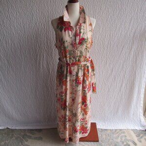 Spartina 449 Emeline Alljoy Landing Floral Midi Dress Belted Medium New